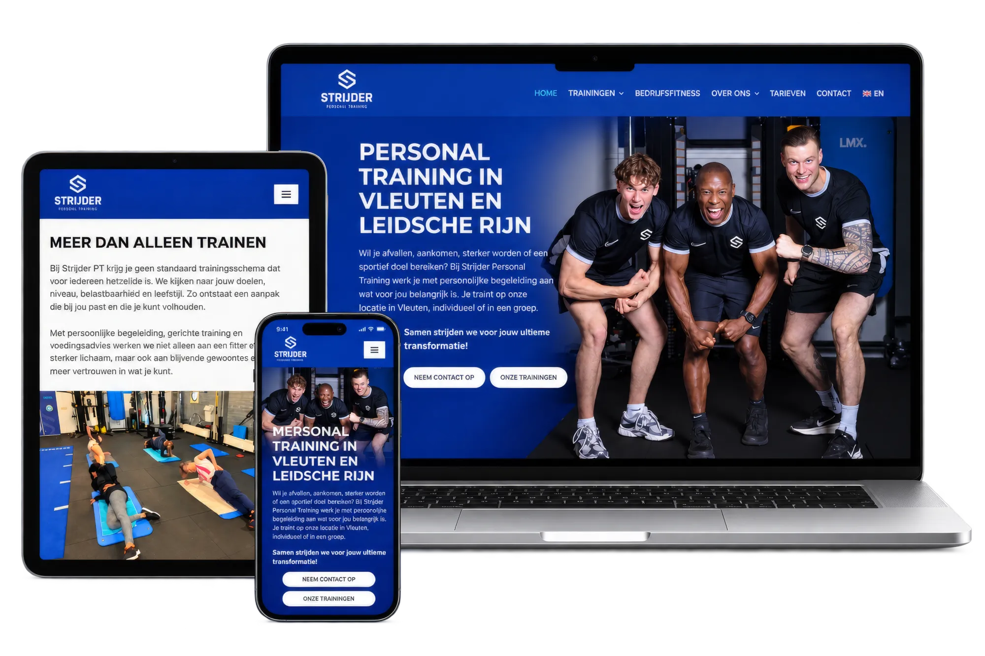 website StrijderPT mockup Website, grafisch ontwerp en videoproductie voor AMCO door Studio Pilon